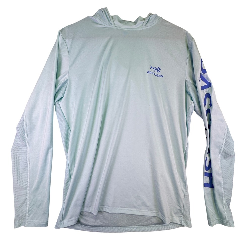 Bassdash ‎ UV Shirt Men's Small Fishing Hoodie Sun Performance Light Blue UPF